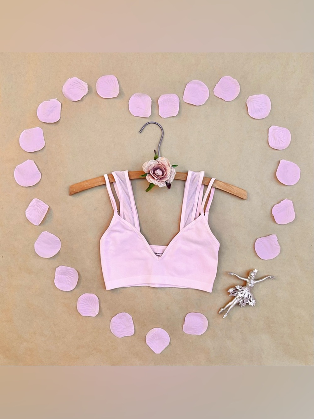 Anthro ❉ Seamless Mesh Bralette in Coral Pink Size XXS / XS